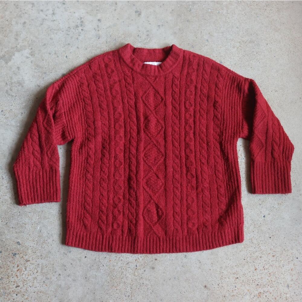 Abercrombie & Fitch A&F Lounge Red Cable Knit Sweater | Size M